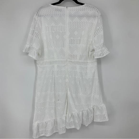 Kate Kasin womens 2XL dress White Ruffles Tie Cutout Asymmetrical NEW - Picture 10 of 11